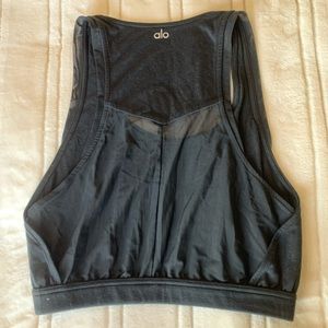 Alo Yoga tank top crop top with sheer back and details M
